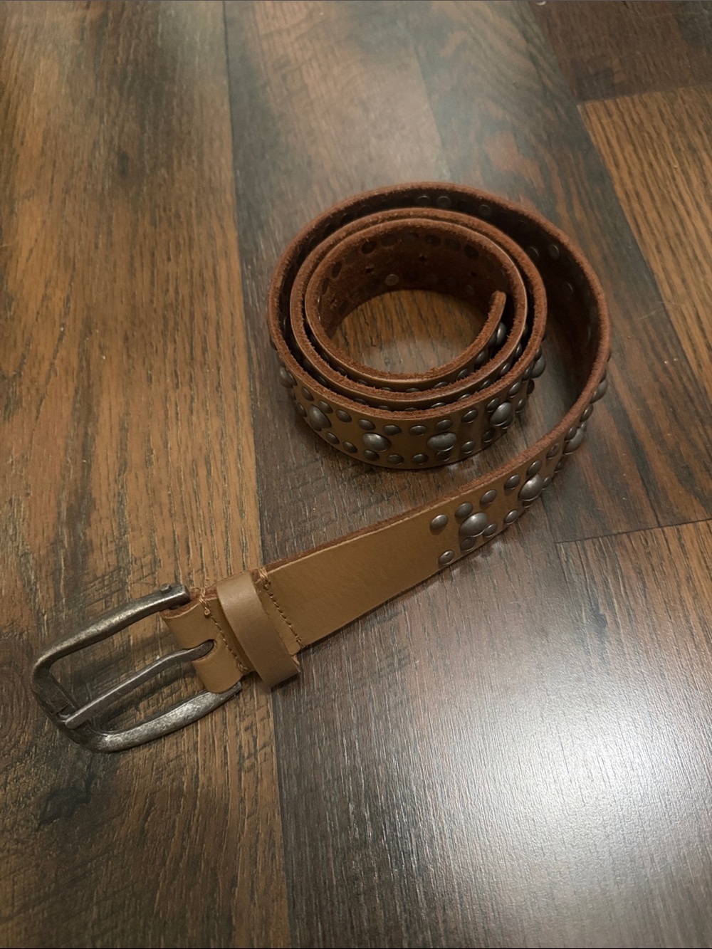 Free People Tan Studded Leather Belt M/L - Picture 2 of 3
